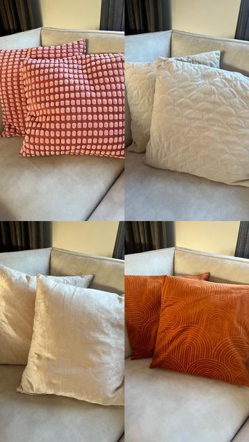 Set van 8 kussenhoezen beige zand roze en roest beschikbaar voor biedingen