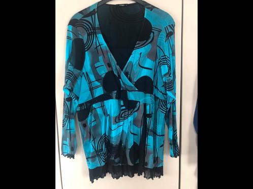 X-Two Shirt Tuniek maat 4 Zwart / Blauw Turquoise, Kleding | Dames, Grote Maten, Zo goed als nieuw, Shirt of Top, Blauw, Ophalen of Verzenden