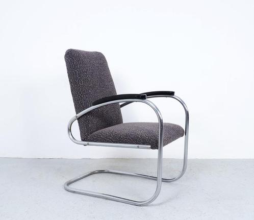Bauhaus buisframe fauteuil t.e.a.b., Huis en Inrichting, Fauteuils, Gebruikt, Metaal, Stof, 50 tot 75 cm, Minder dan 75 cm, Ophalen