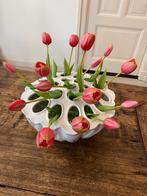 Lotus vaas / tulpenvaas / bloemsteker keramiek - Des Pots, Wit, Aardewerk of Porselein, Ophalen of Verzenden, Zo goed als nieuw