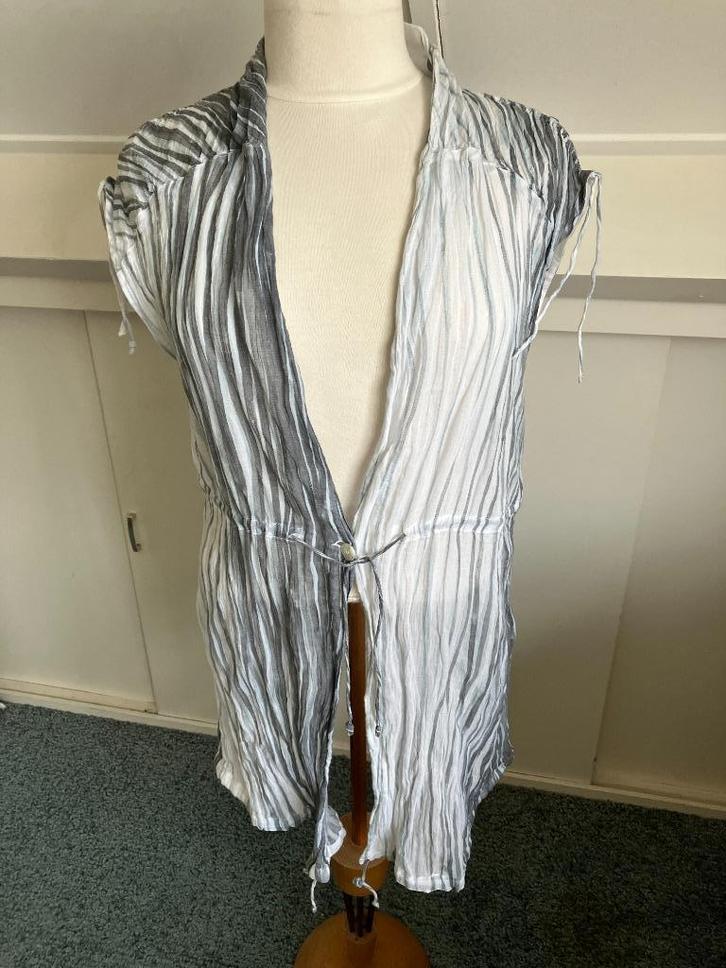 SUMMUM, blouse/hes wit/blauw/grijs maat 44, Kleding | Dames, Blouses en Tunieken, Gedragen, Maat 42/44 (L), Wit, Verzenden