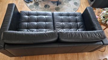 Zwart leren banken 2x 2-zits landskrona Ikea - afbeelding 4