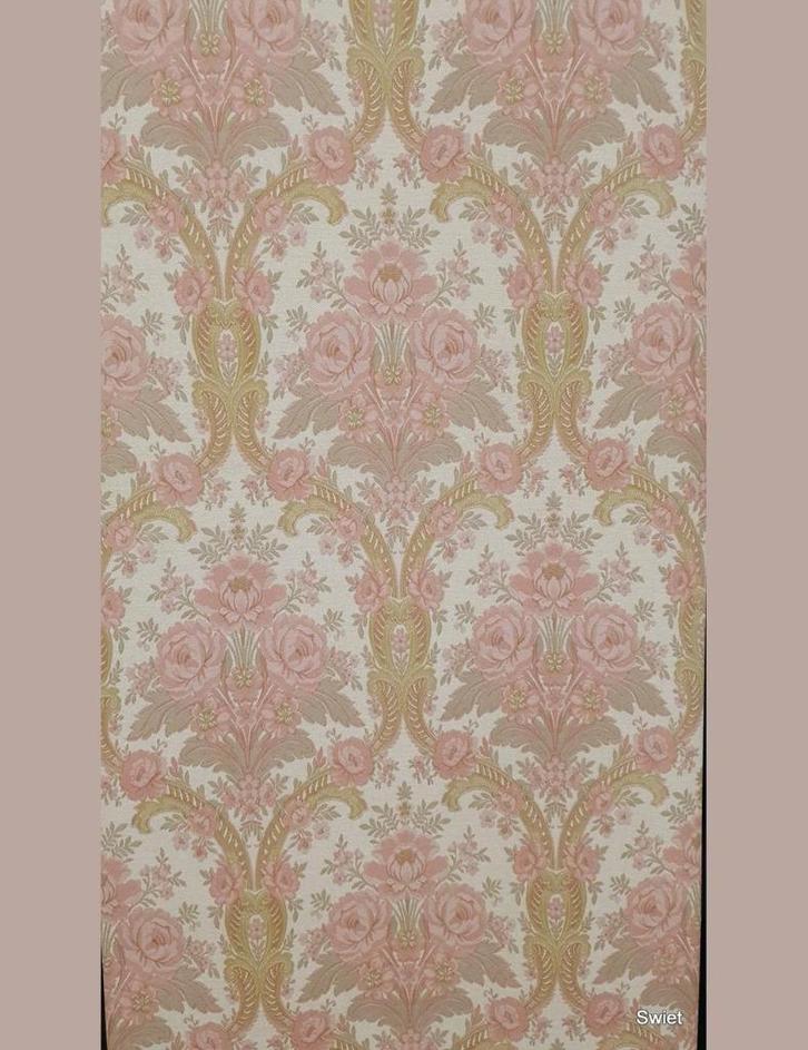 5650 barok rozen behang oudroze klassiek vintage retro swiet, Huis en Inrichting, Stoffering | Behang, Beige, Ophalen of Verzenden