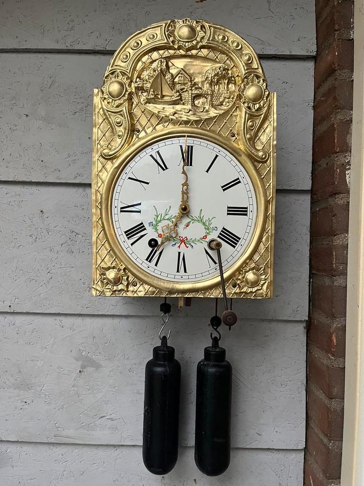 Oude comtoise, kast, uurwerk, gewichten maar zonder slinger, Antiek en Kunst, Antiek | Klokken, Ophalen