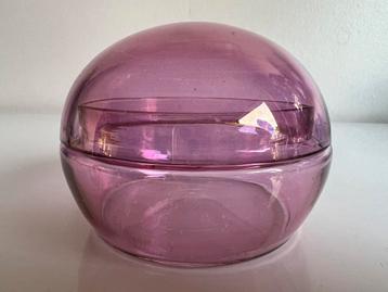 Vintage Bonbonniere met Deksel Amethist Parelmoer Glas 60’s beschikbaar voor biedingen