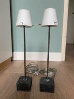 Twee tafellampjes met betonnen voet, Huis en Inrichting, Lampen | Tafellampen, Ophalen, Modern, Minder dan 50 cm, Glas