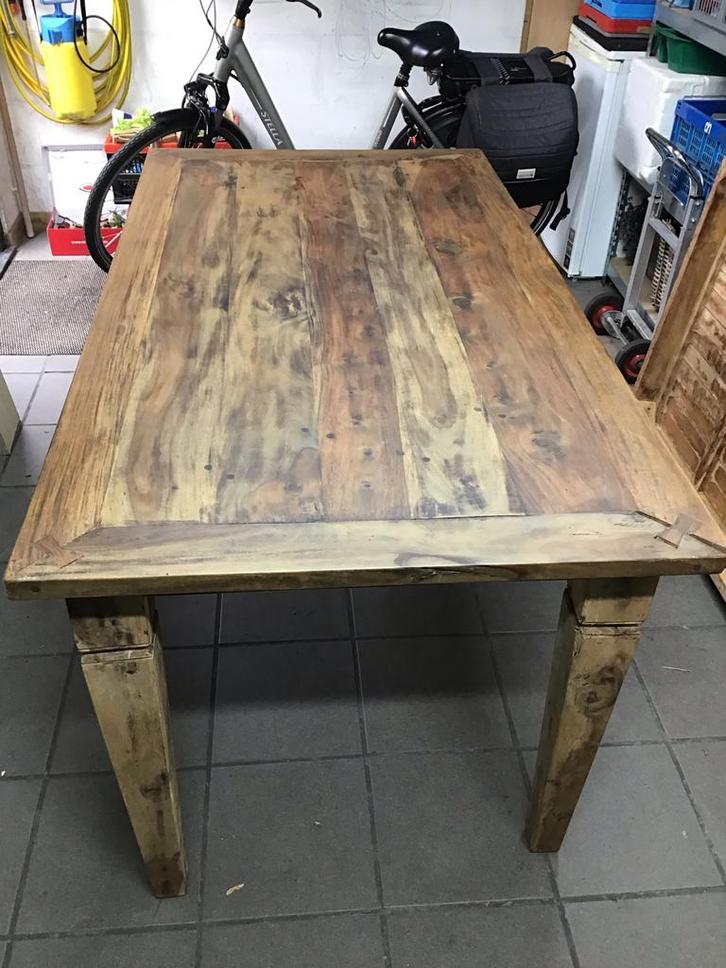 Robuuste Teakhouten Tafel, Huis en Inrichting, Tafels | Eettafels, Gebruikt, 50 tot 100 cm, 150 tot 200 cm, Vier personen, Rechthoekig