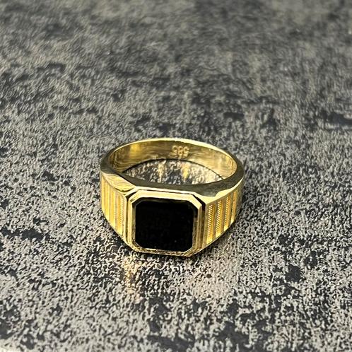 14k gouden ring heren onyx steen nieuw, Sieraden, Tassen en Uiterlijk, Ringen, Nieuw, Goud, Ophalen of Verzenden