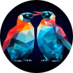Twee Pinguïns in Geometrische Harmonie Muurcirkel 80x80 Fore, Verzenden