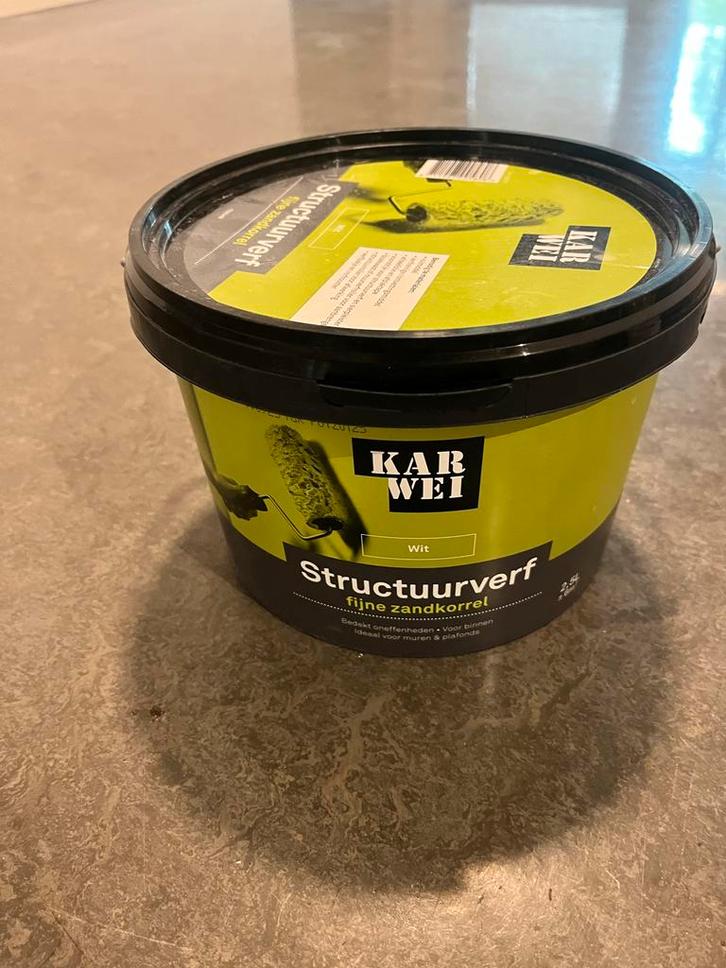 Structuurverf Wit 2.5L Karwei - Nieuw!, Doe-het-zelf en Verbouw, Verf, Beits en Lak, Nieuw, Verf, Minder dan 5 liter, Wit, Ophalen