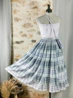 Midi geruite vintage rok - jaren 90, Maat 38/40 (M), Blauw, Ophalen of Verzenden, Zo goed als nieuw