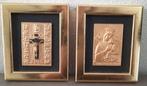 2 kleine goudkleurige religieuse schilderijtjes, Antiek en Kunst, Antiek | Religie, Ophalen of Verzenden