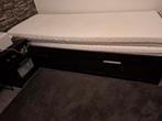Ikea Brimnes bed 80200 en uitschuifbaar tot 160200, Huis en Inrichting, Slaapkamer | Bedden, Ophalen, Gebruikt, Zwart, Tweepersoons