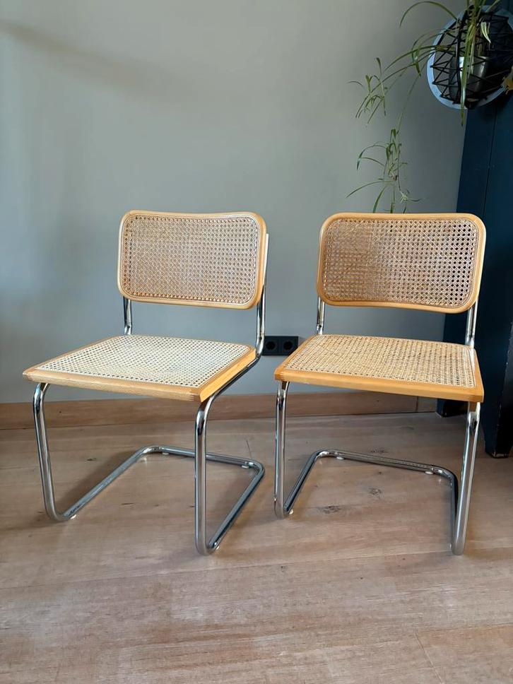Set Cesca stoelen Marcel Breuer gemerkt., Huis en Inrichting, Stoelen, Zo goed als nieuw, Twee, Riet of Rotan, Bruin, Ophalen