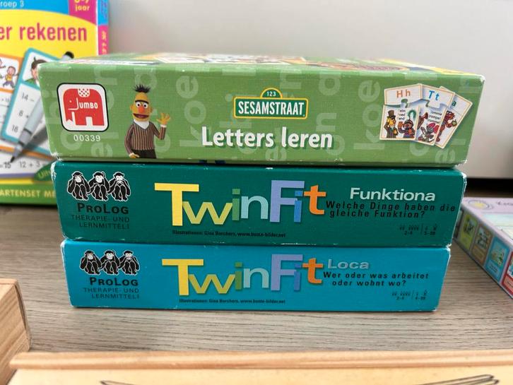 Logopedie Spelletjes: Twinfit & Sesamstraat, Hobby en Vrije tijd, Gezelschapsspellen | Bordspellen, Gebruikt, Een of twee spelers