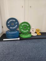 Rogue Fitness Bumper Set + Halter, Ophalen, Zo goed als nieuw, Benen, Halterset