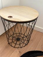 Tafelmandje met houten blad, 45 tot 60 cm, Minder dan 55 cm, Rond, Ophalen of Verzenden