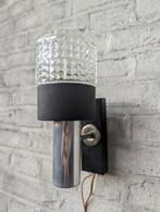 Vintage wandlamp- kristal & staal- Duitsland 1960s, Ophalen of Verzenden, Gebruikt, Glas, Midcentury vintage retro