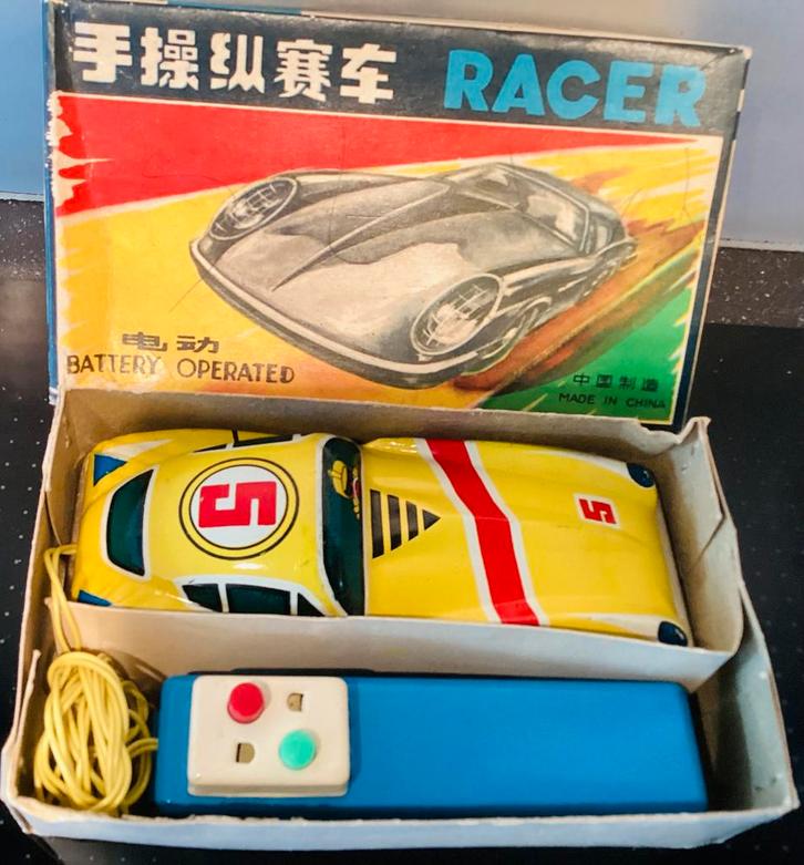 Vintage 1960 Blikken Racer #5 ,Race Auto ME 742,China,OVP, Antiek en Kunst, Antiek | Speelgoed, Ophalen