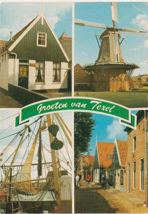 TEXEL Huis Haven Molen Gevels Groeten, Verzamelen, Ansichtkaarten | Nederland, Gelopen, Waddeneilanden, 1980 tot heden, Verzenden