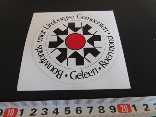 sticker Bouwfonds voor Limburgse Gemeenten Geleen Roermond, Verzamelen, Stickers, Zo goed als nieuw, Bedrijf of Vereniging, Ophalen