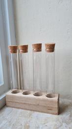 Glazen Buisjes met Houten Standaard, Ophalen of Verzenden, Zo goed als nieuw