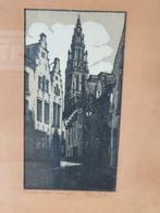 Houtsnede Henri Wils Ridderstraat Antwerpen, Antiek en Kunst, Kunst | Etsen en Gravures, Ophalen