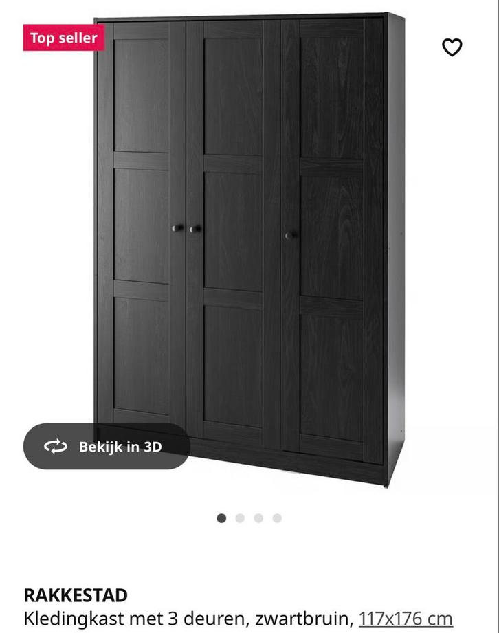 IKEA RAKKESTAD Kledingkast - Zwartbruin GLOEDNIEUW!!!, Huis en Inrichting, Kasten | Kledingkasten, Nieuw, 150 tot 200 cm, 100 tot 150 cm