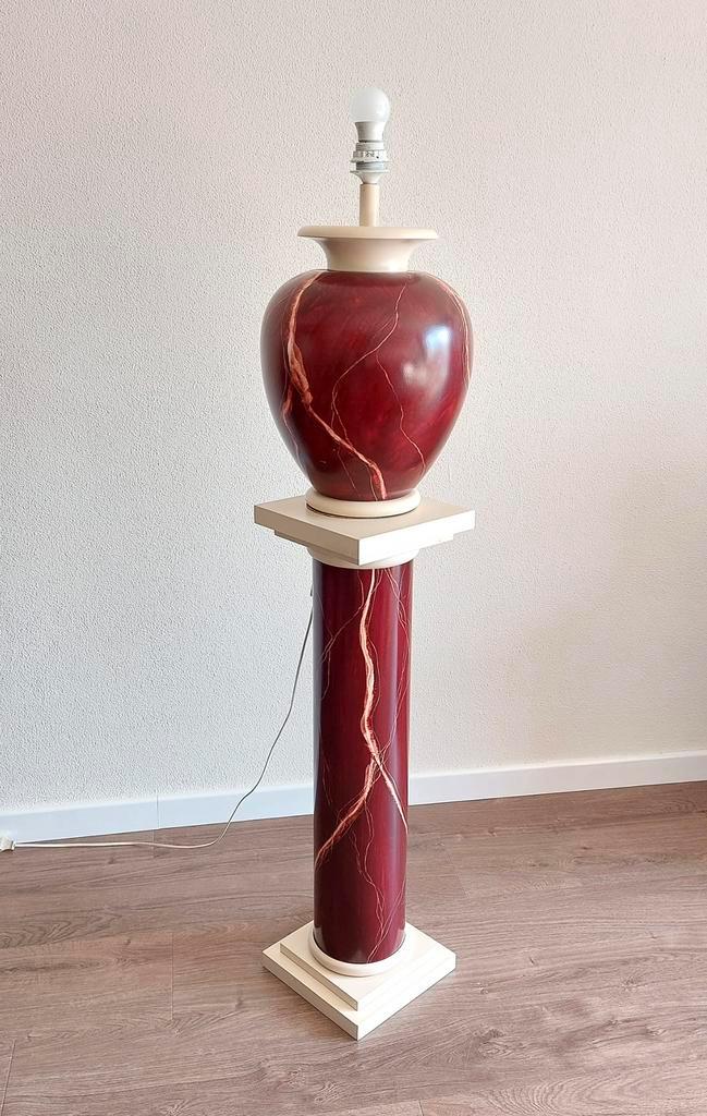 Design Le Dauphin France Vintage Marmerlook Tafel-lamp Zuil, Huis en Inrichting, Lampen | Tafellampen, Gebruikt, 75 cm of meer