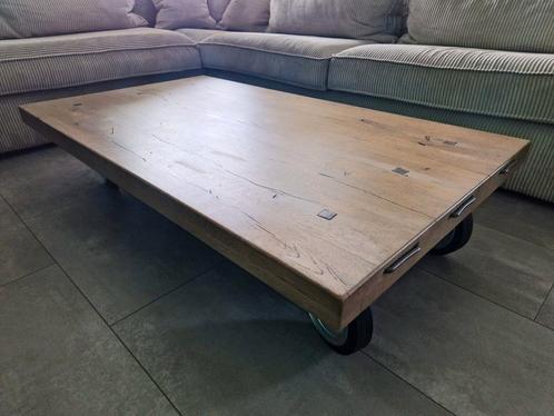 Eikenhouten salontafel (Blad 6cm dik), Huis en Inrichting, Tafels | Salontafels, Zo goed als nieuw, Minder dan 50 cm, 50 tot 100 cm