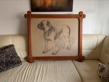 Groot schilderij met mat glas beschikbaar voor biedingen