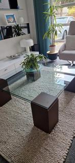 Glazen Salontafel 120x120, Huis en Inrichting, Tafels | Salontafels, Ophalen, Gebruikt, Vierkant, Glas