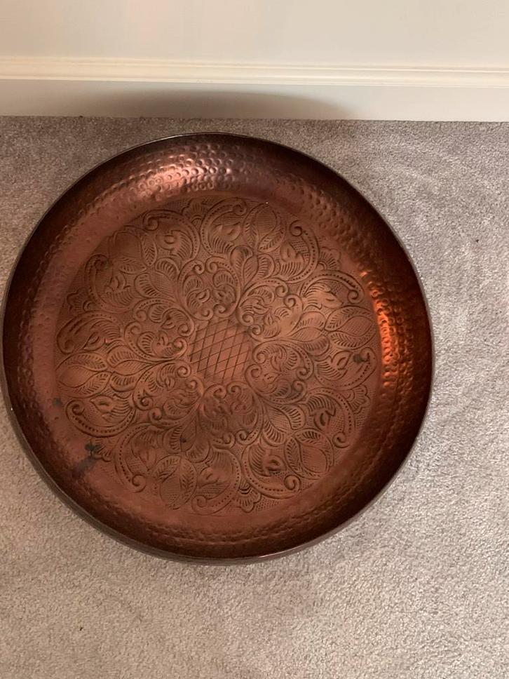 Handgemaakte Koperen Schaal, Huis en Inrichting, Woonaccessoires | Schalen en Manden, Gebruikt, Schaal, Rond, Overige materialen