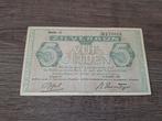 Heel mooi biljet 5 gulden zilverbon uit WOII 1944, 1 letter, Postzegels en Munten, Bankbiljetten | Nederland, Ophalen of Verzenden