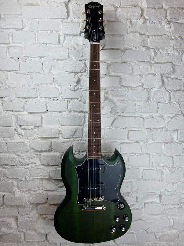 Epiphone SG Classic Worn P-90s Worn Inverness Green, Muziek en Instrumenten, Snaarinstrumenten | Gitaren | Elektrisch, Nieuw, Solid body