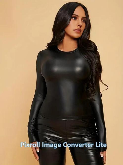 R89 kunstleren stretch blousse maat XL......................, Kleding | Dames, Jurken, Nieuw, Maat 46/48 (XL) of groter, Zwart