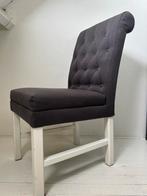 Grijze gestoffeerde eetkamerstoelen (6x) met witte poten, Huis en Inrichting, Ophalen, Zo goed als nieuw, Grijs, Vijf, Zes of meer stoelen