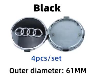 Audi naafdoppen zwart zilver 61 mm 4 stuks nieuw beschikbaar voor biedingen