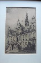 JAN SIRKS / 1885 - 1938 / Stadhuis Leiden / ingelijst, Antiek en Kunst, Kunst | Etsen en Gravures, Verzenden