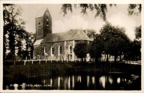 Bierum - Ned herv Kerk - Fotokaart, Verzamelen, Ansichtkaarten | Nederland, Gelopen, Groningen, Voor 1920, Ophalen of Verzenden