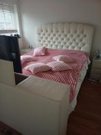 Luxe Creme Leren Boxspring 220x200 met TV Kast, Overige materialen, Tweepersoons, Ophalen of Verzenden, Overige maten