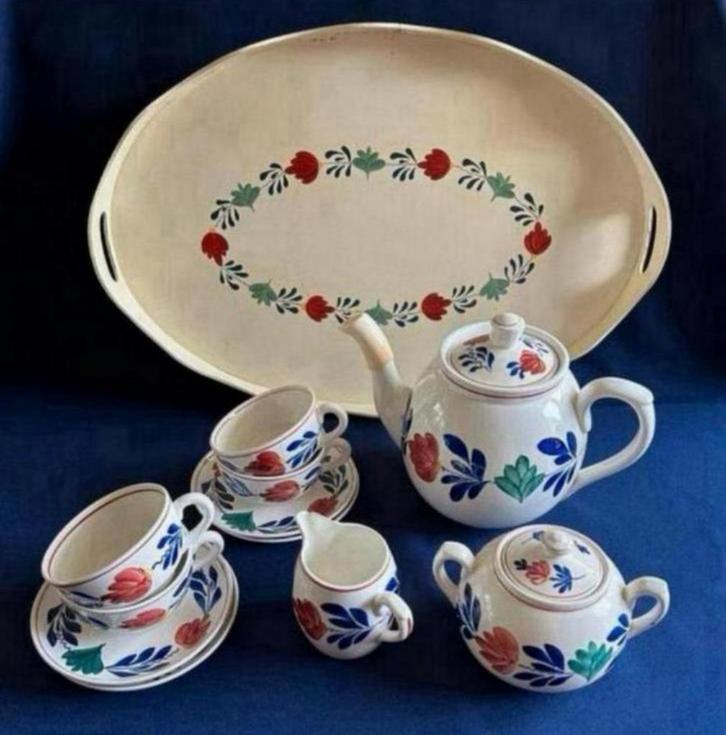 Boerenbont SCM theeservies, Antiek en Kunst, Antiek | Servies compleet, Ophalen of Verzenden