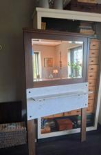 Antieke kaptafel spiegel met marmeren plaat en planchet, Ophalen of Verzenden