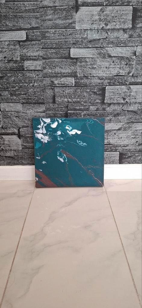 Abstract schilderij - decoratie, 29 x 30 cm, Antiek en Kunst, Kunst | Schilderijen | Abstract, Ophalen of Verzenden
