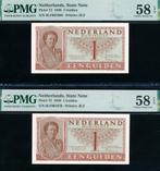 2x AUNC PMG 58 EPQ: 1 Gulden 1949 ‘Muntbiljet' Juliana, Postzegels en Munten, Ophalen of Verzenden, 1 gulden, Setje