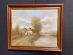 Schilderij: Landschap met boerderij aan het water, Antiek en Kunst, Kunst | Schilderijen | Klassiek, Ophalen