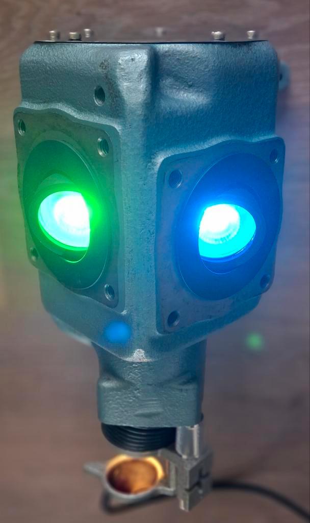 Unieke Alien UFO Lamp - Industriële Steampunk Stijl, Antiek en Kunst, Antiek | Glas en Kristal, Ophalen of Verzenden