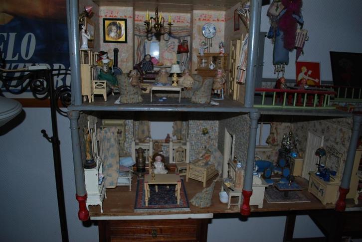 Groot antiek poppenhuis, ca. 1890, Antiek en Kunst, Antiek | Speelgoed, Ophalen