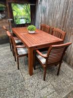Robuuste Teakhouten Tuinset 5 persoons. GEBRUIKSKLAAR, Tuin en Terras, Ophalen, 5 zitplaatsen, Gebruikt, Teakhout