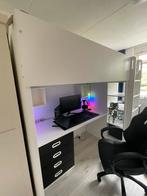Ikea hoogslaper wit zwart met bureau en kledingkast, Huis en Inrichting, Slaapkamer | Stapelbedden en Hoogslapers, Ophalen, Eenpersoons